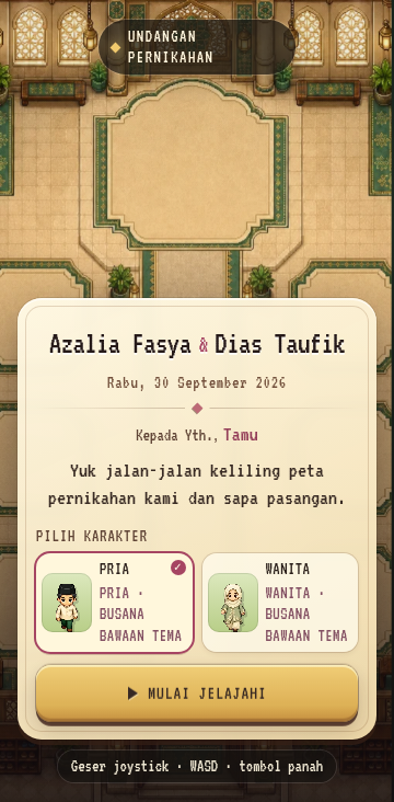 Preview tema interaktif Sakinah Hall Quest