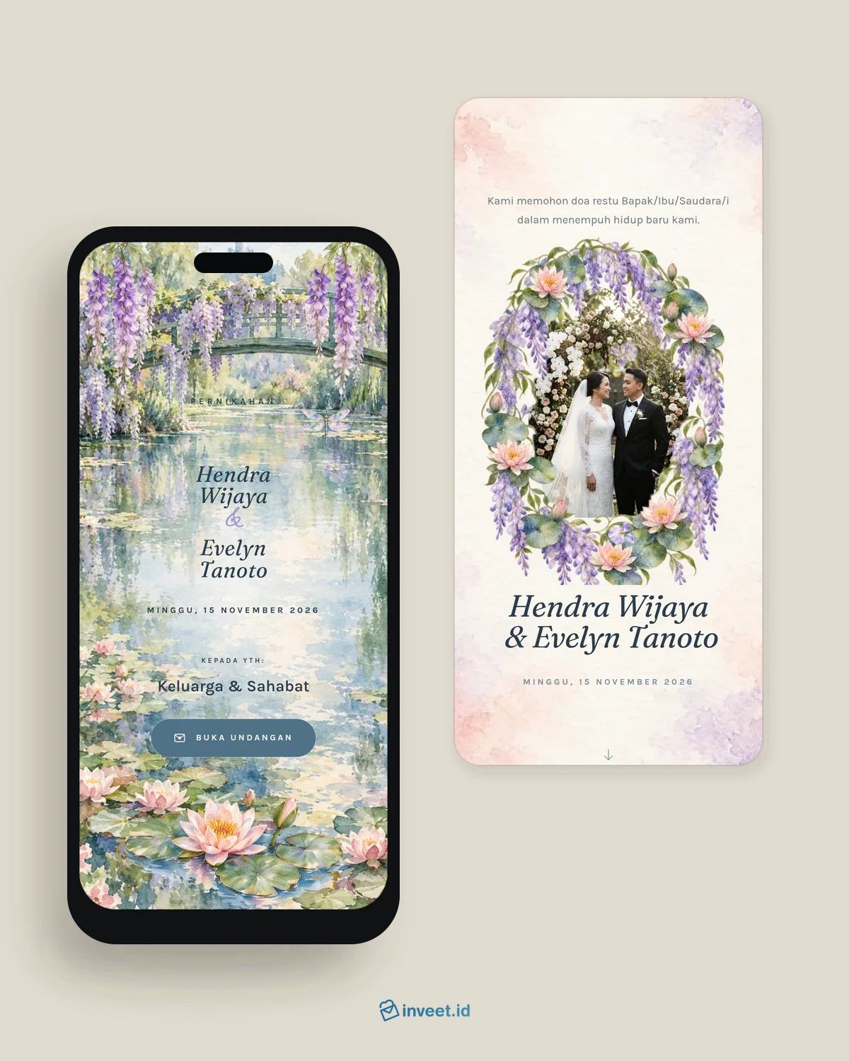 Preview tema undangan Aquarelle Teratai