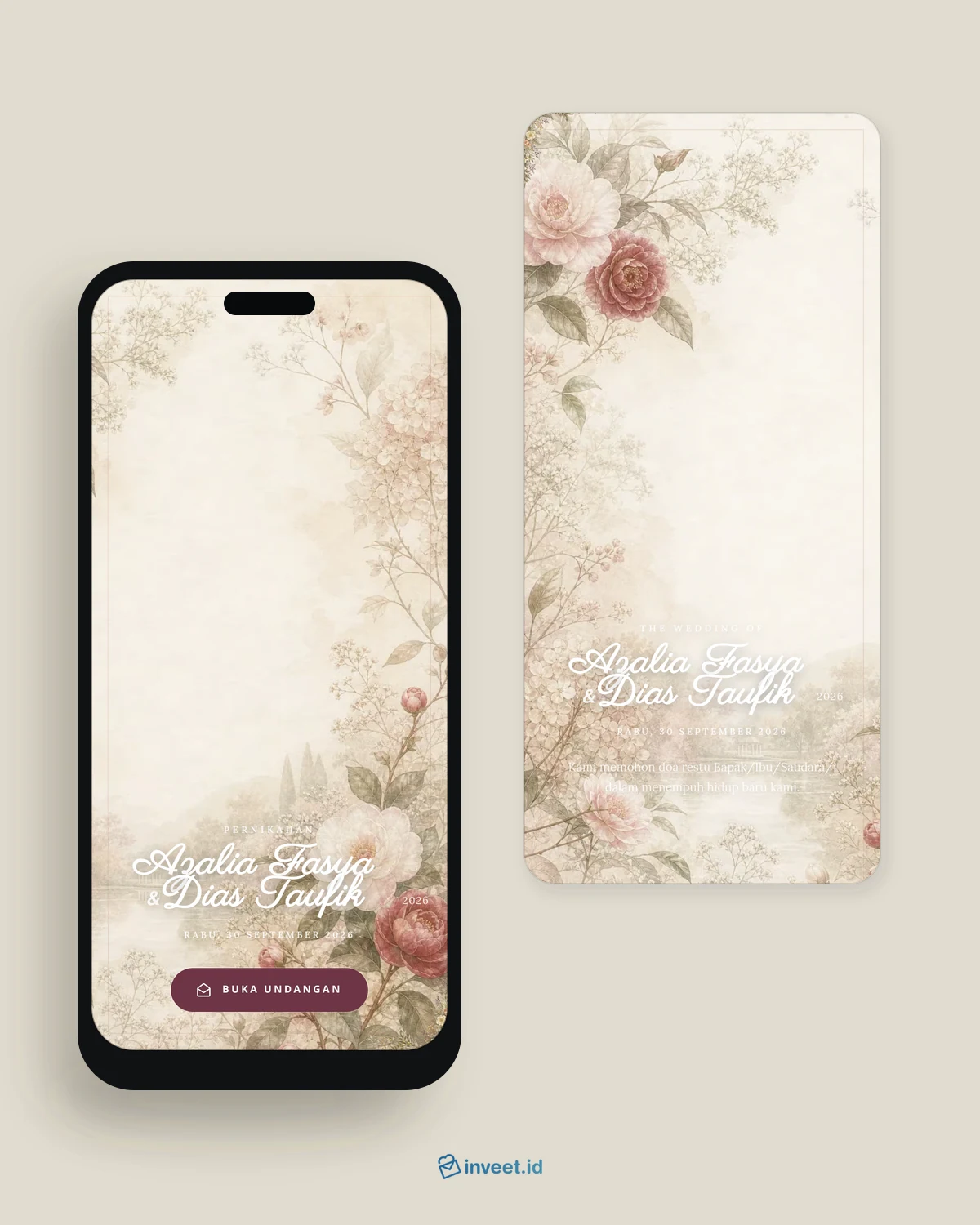 Preview tema undangan Camellia Serein