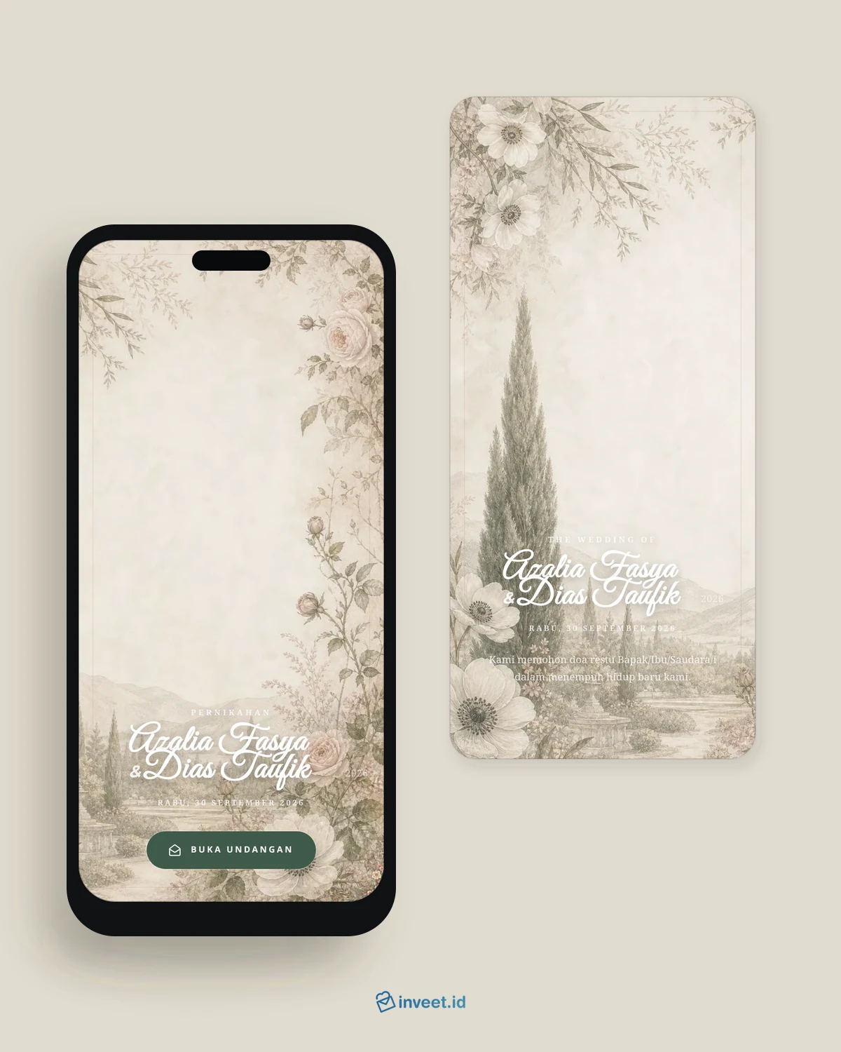 Preview tema undangan Cypress Blush