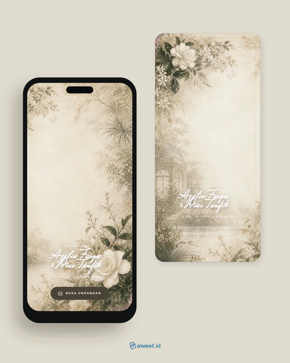 Preview tema undangan Gardenia Sable