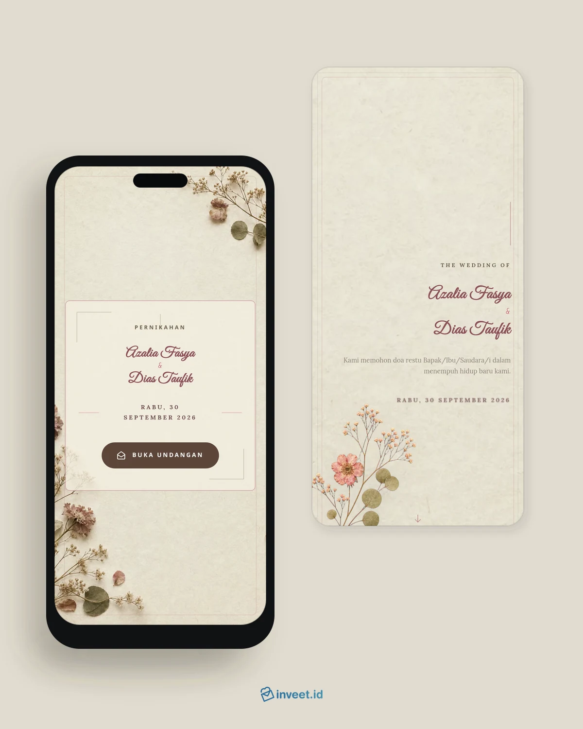 Preview tema undangan Herbarium Reverie
