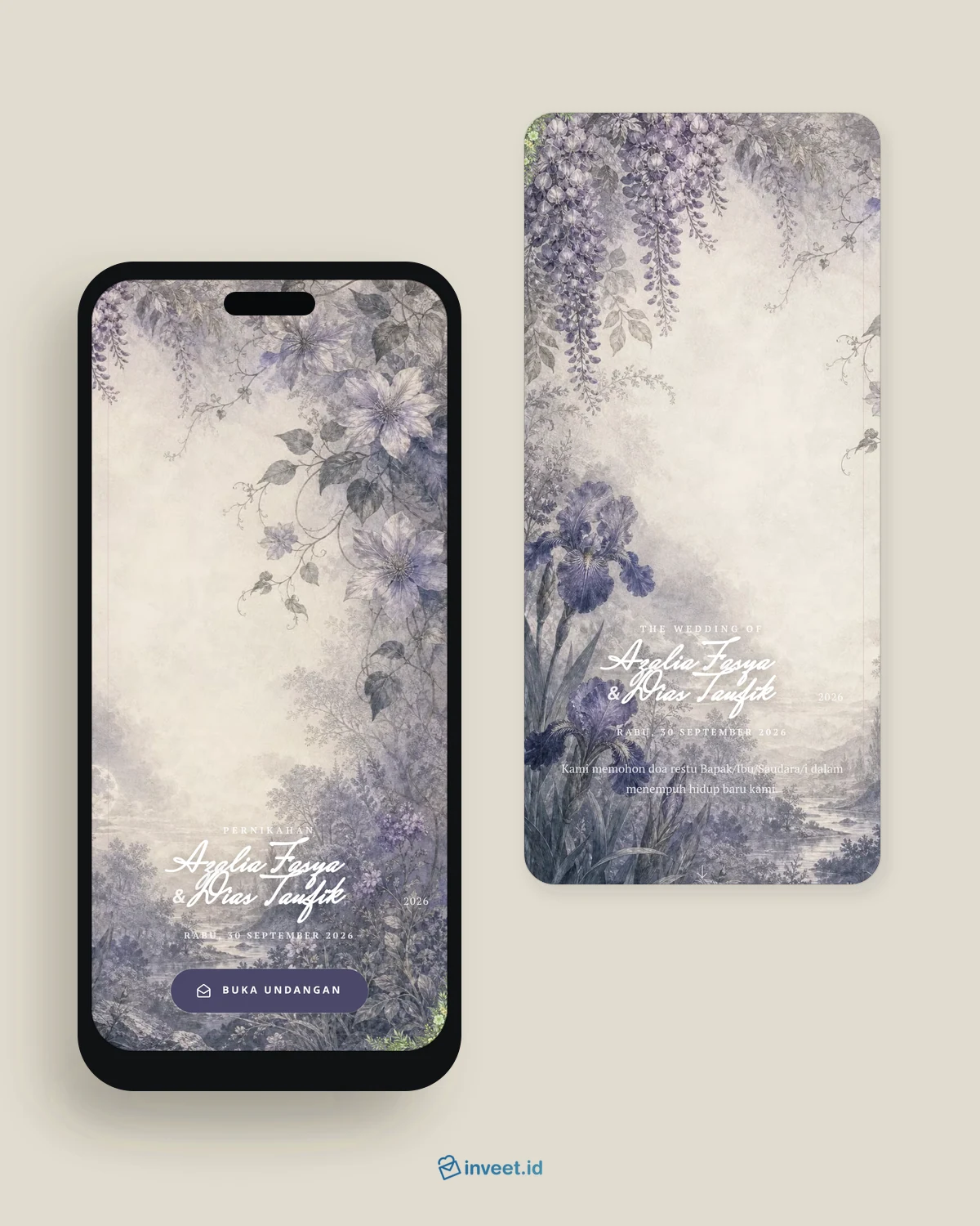 Preview tema undangan Iris Nocturne