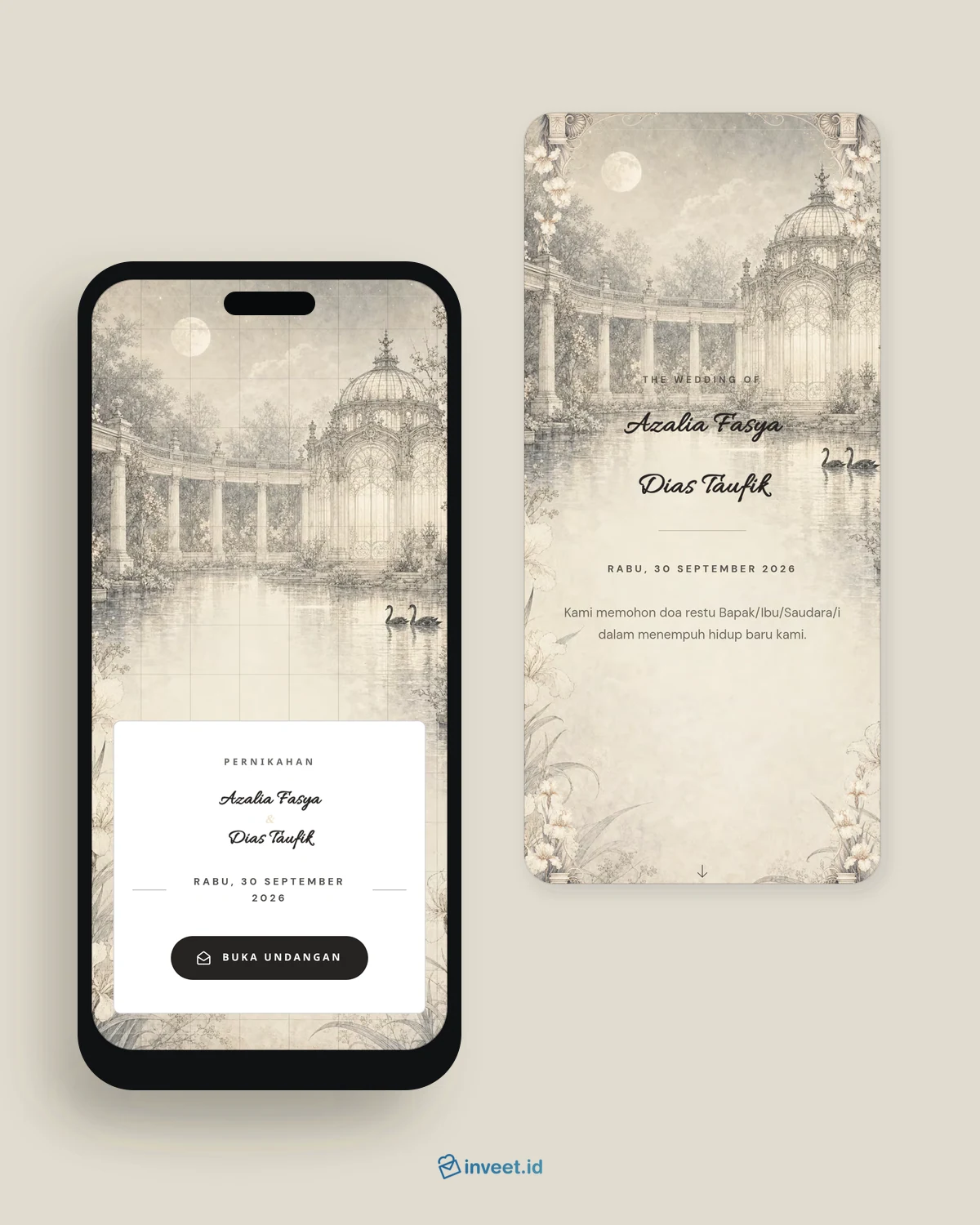 Preview tema undangan Ivory Onyx