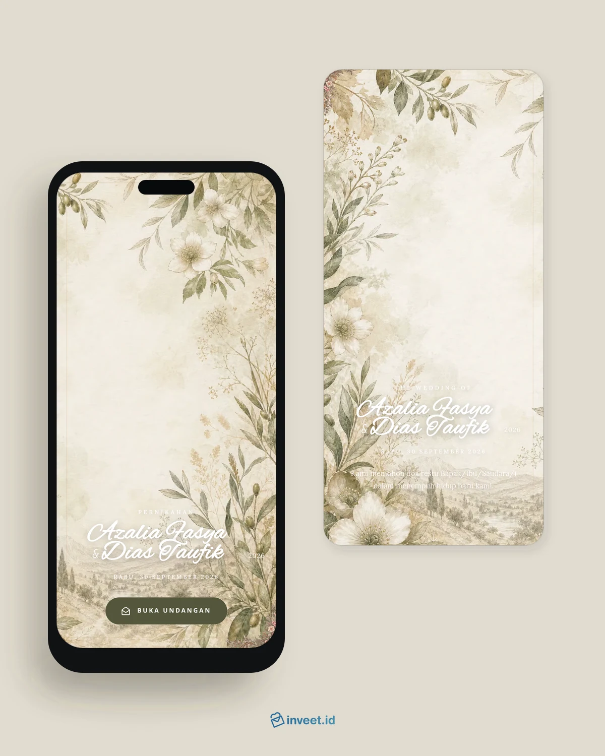 Preview tema undangan Laurel Vellum