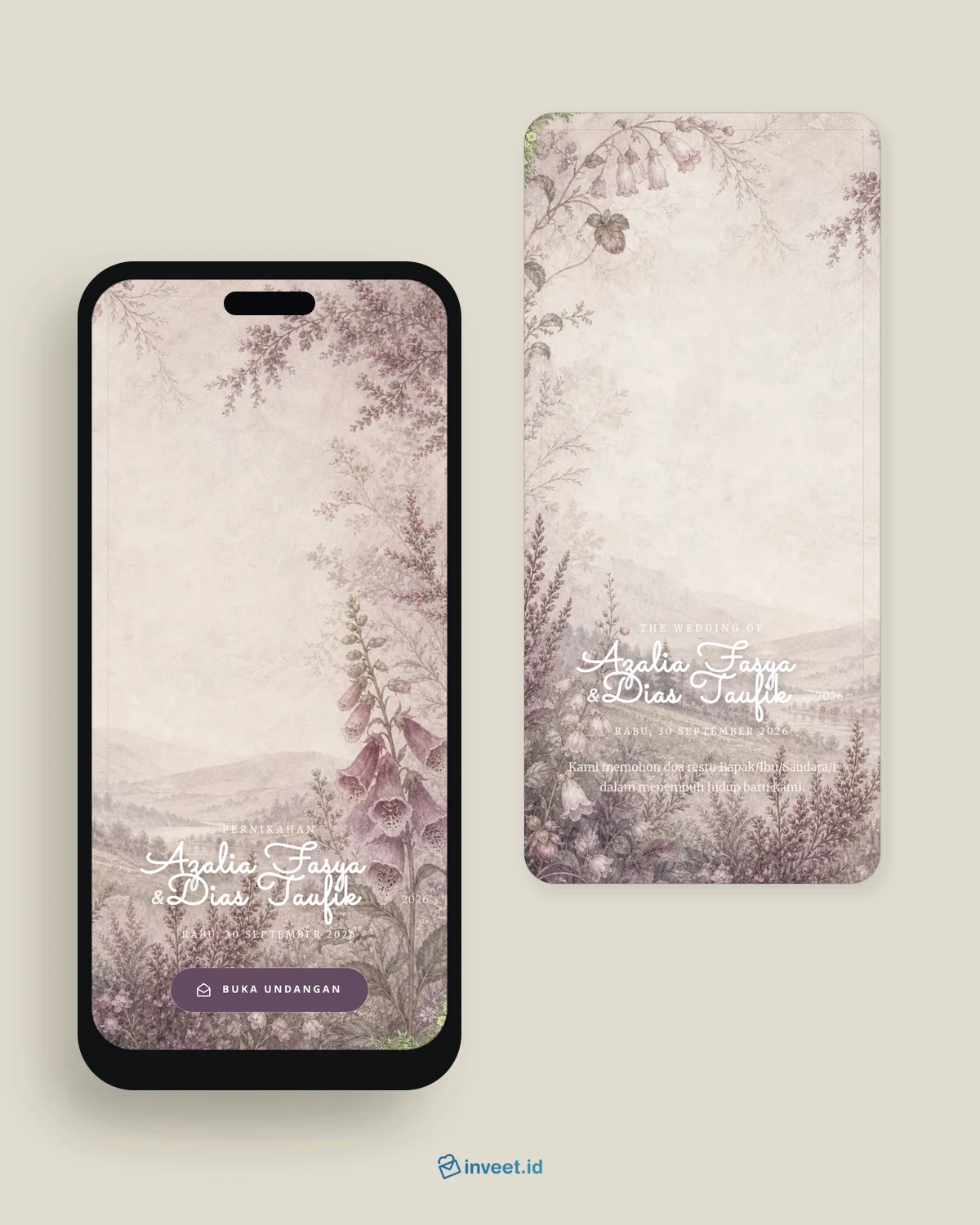 Preview tema undangan Linnea Dusk
