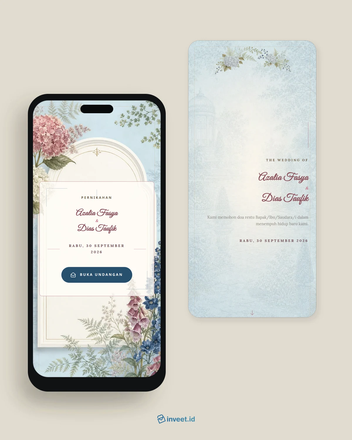 Preview tema undangan Maison Floravelle