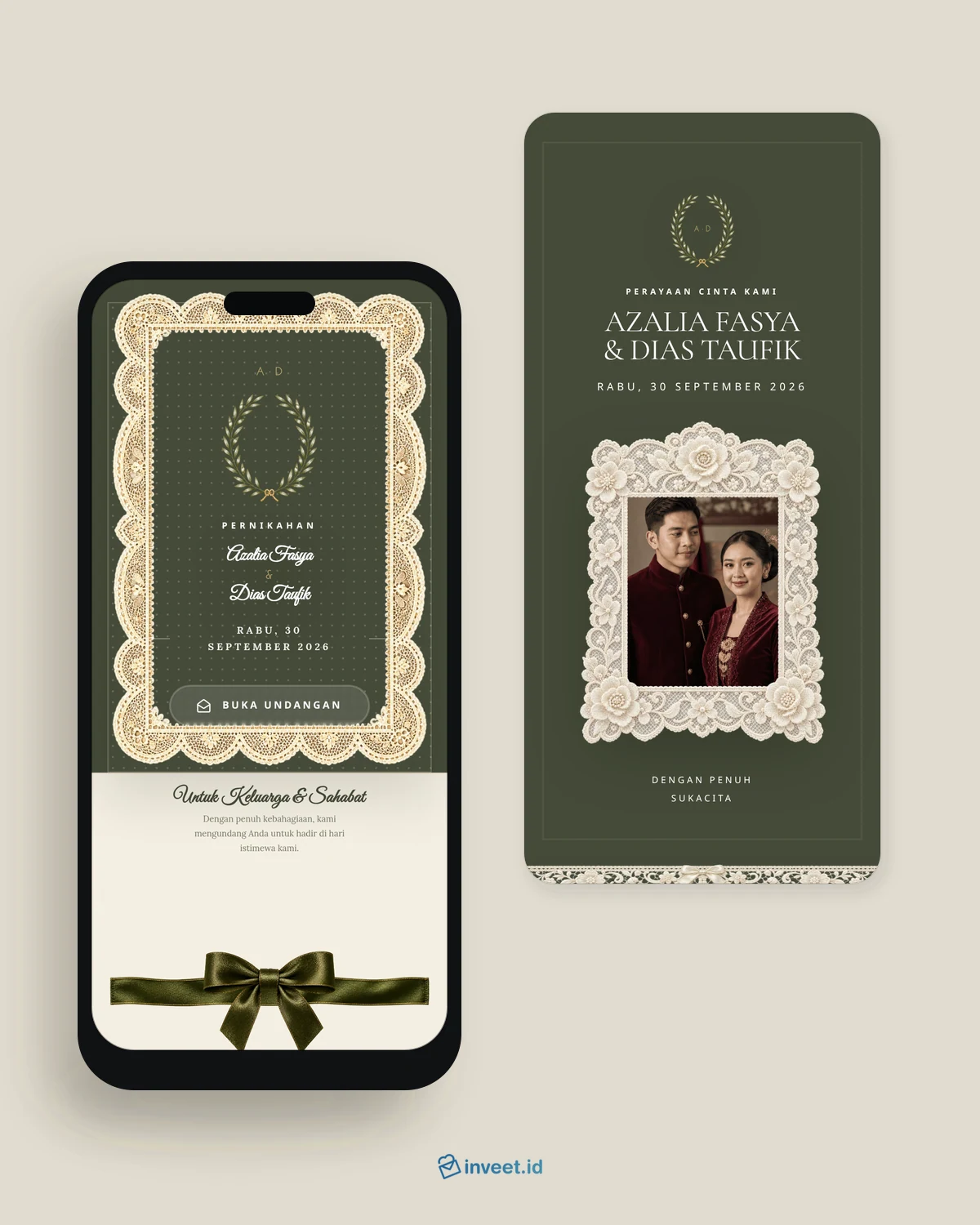 Preview tema undangan Olive Lace