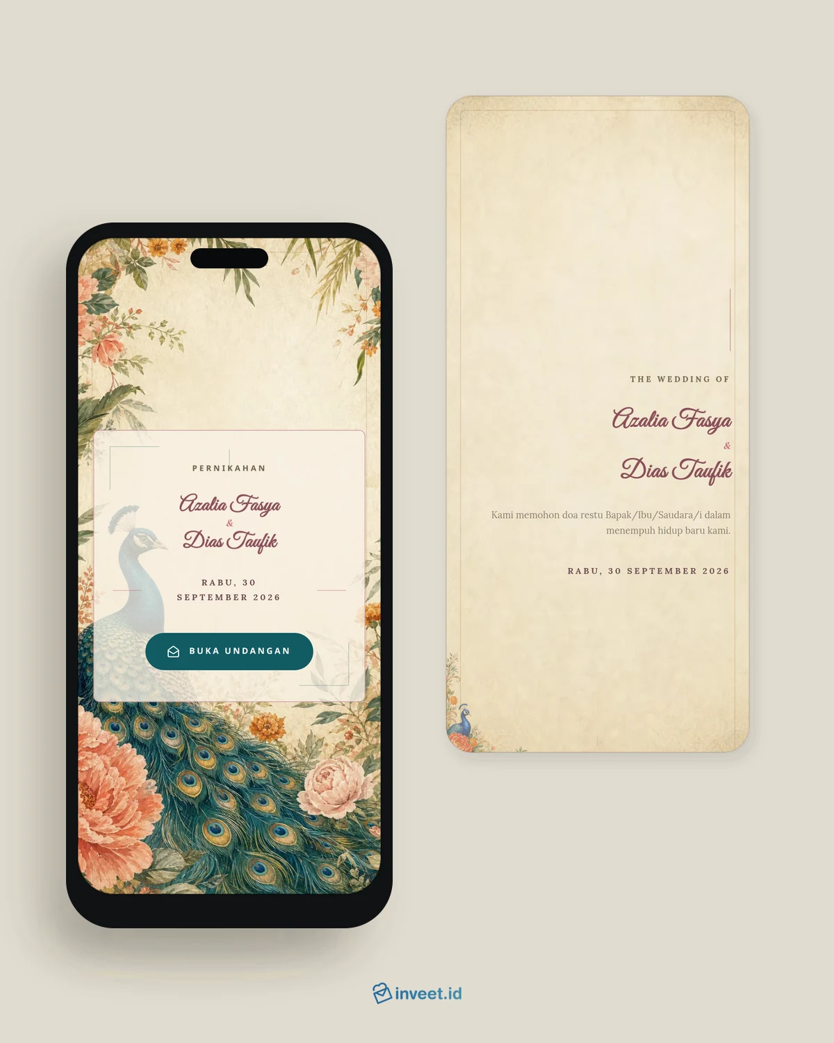Preview tema undangan Peacock Garden