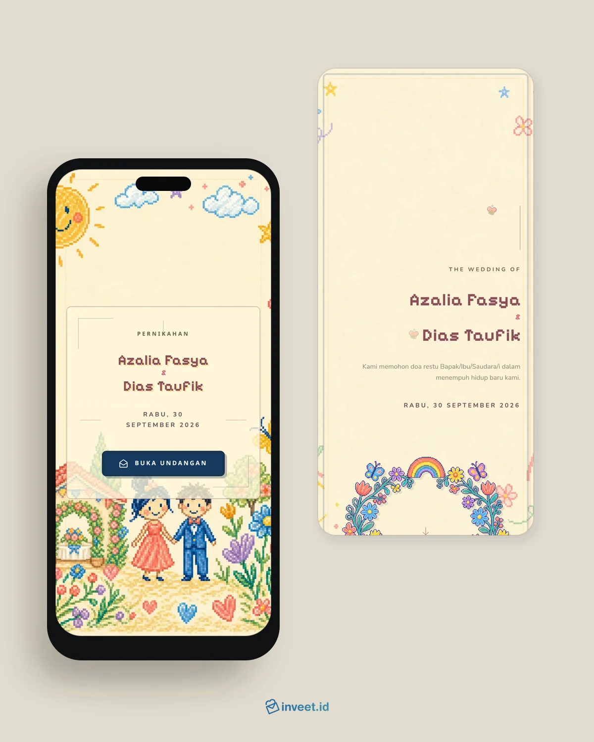 Preview tema undangan Pixel Ever After