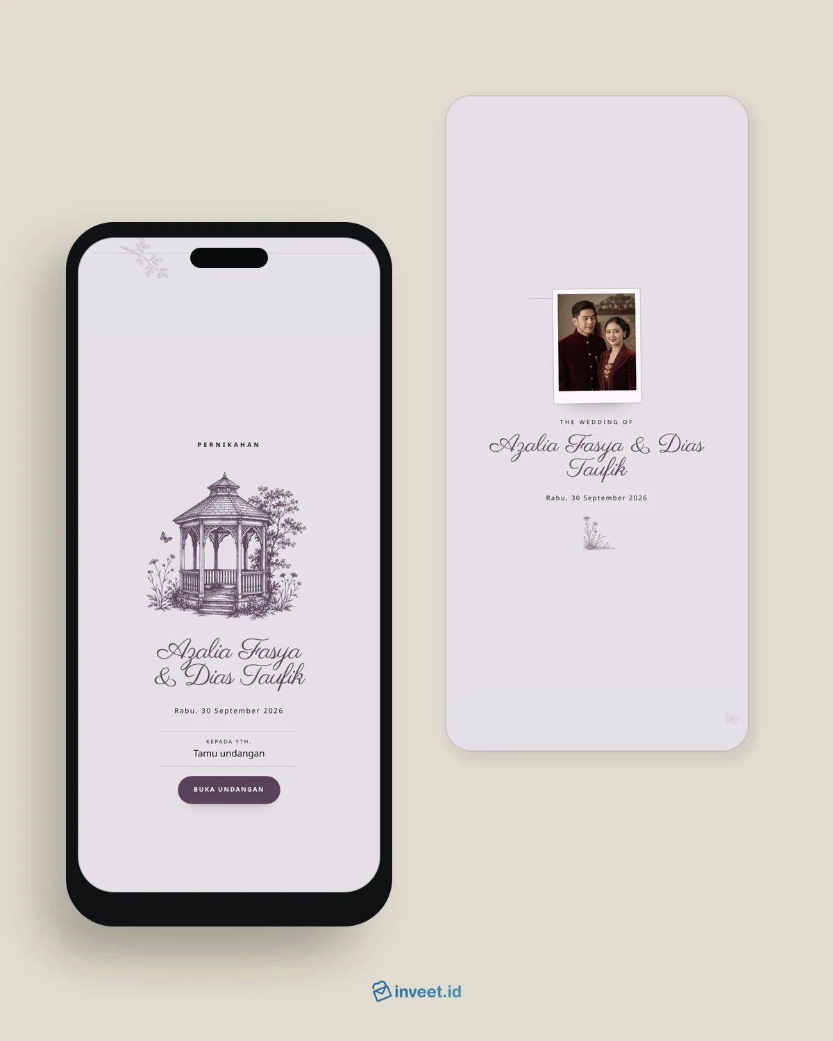 Preview tema undangan Plum Chronicle