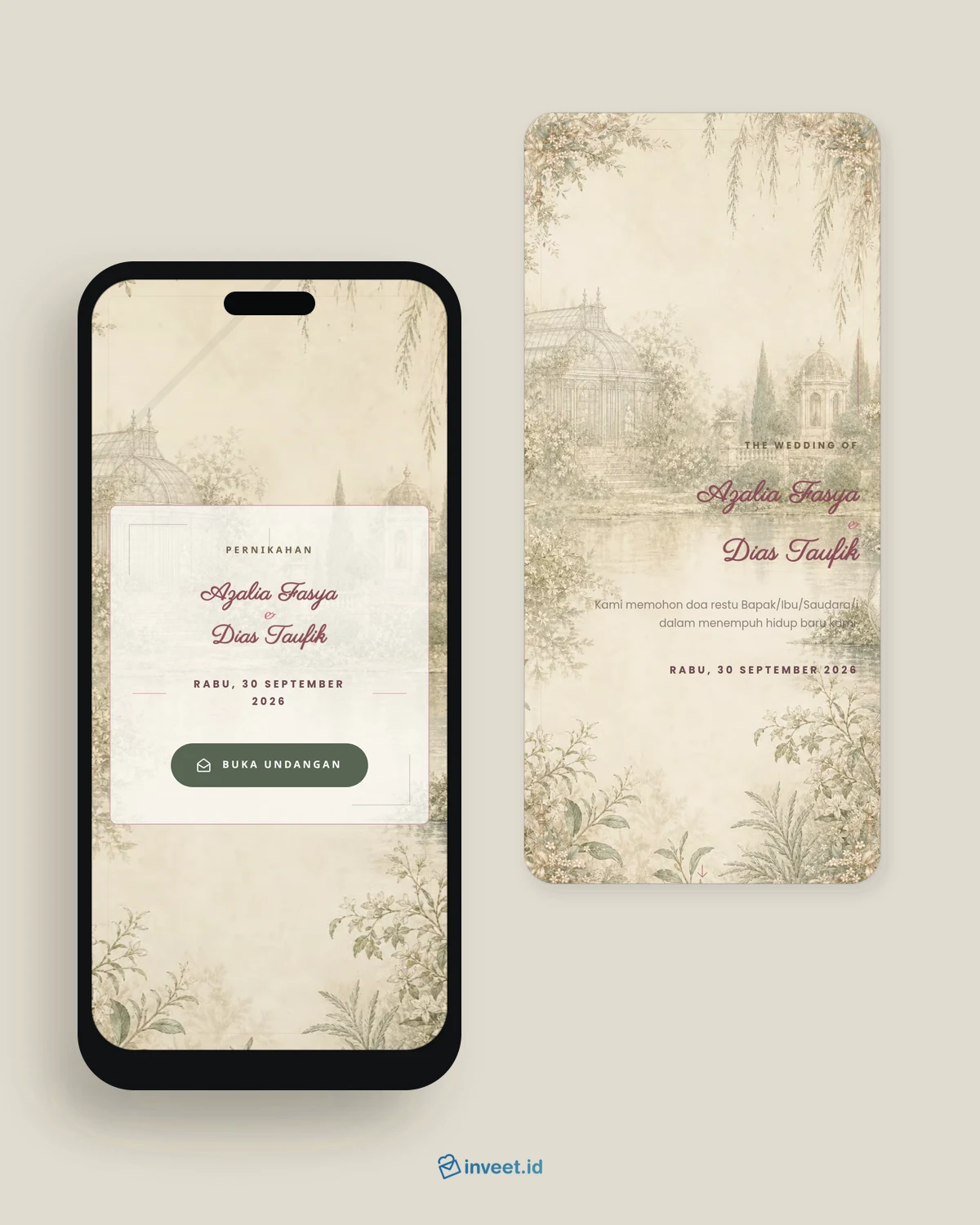 Preview tema undangan Sage Couture