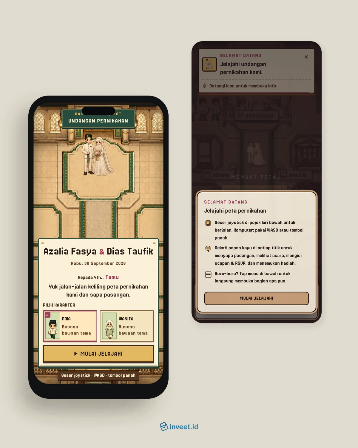 Preview tema undangan Sakinah Hall Quest