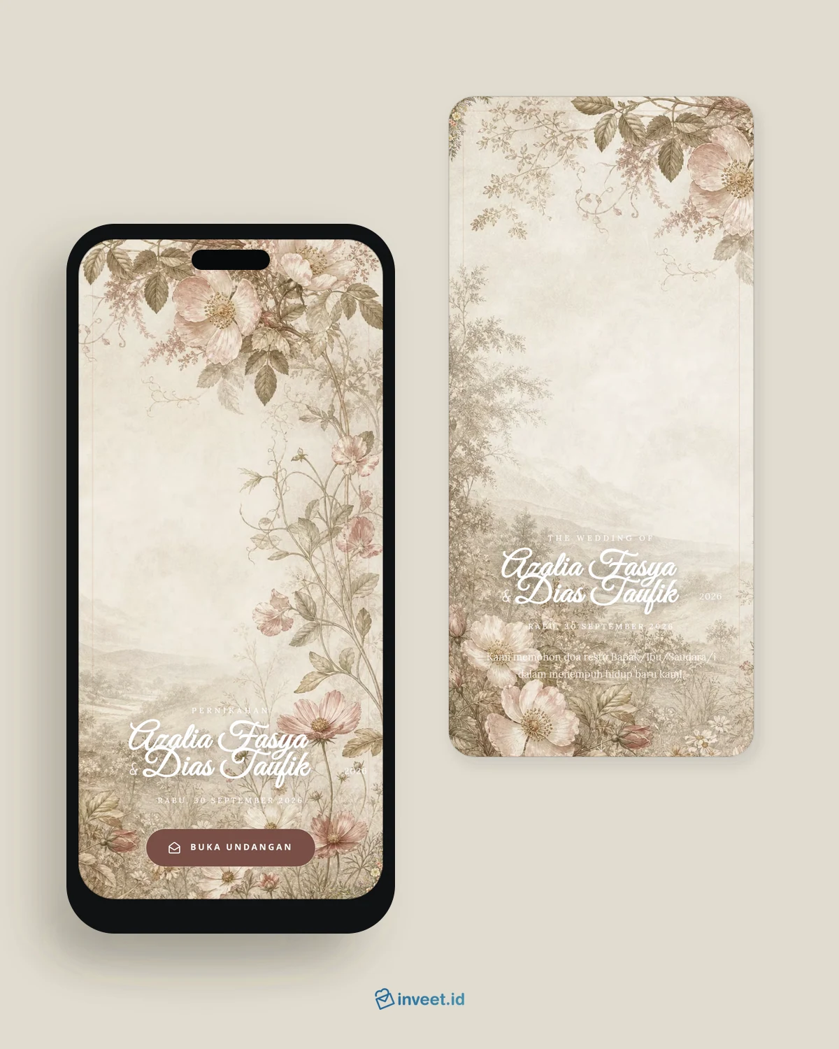 Preview tema undangan Sepia Rosarium