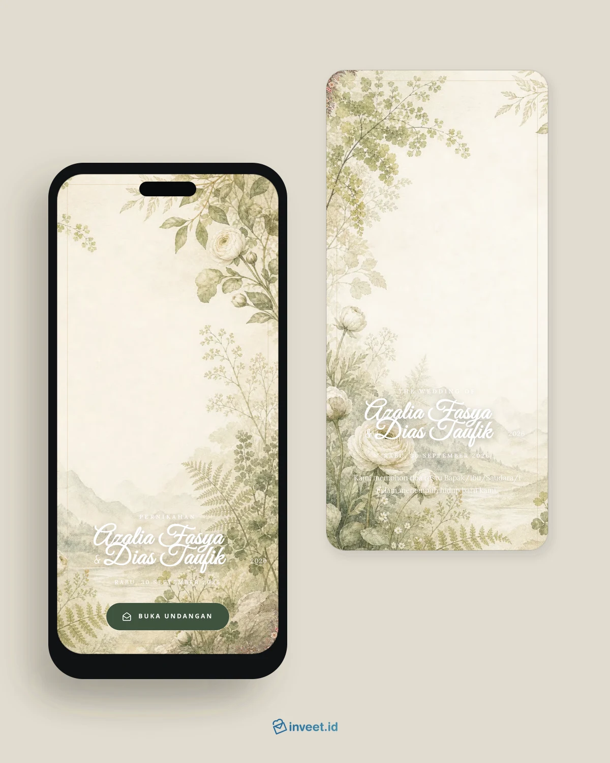 Preview tema undangan Verdant Folio